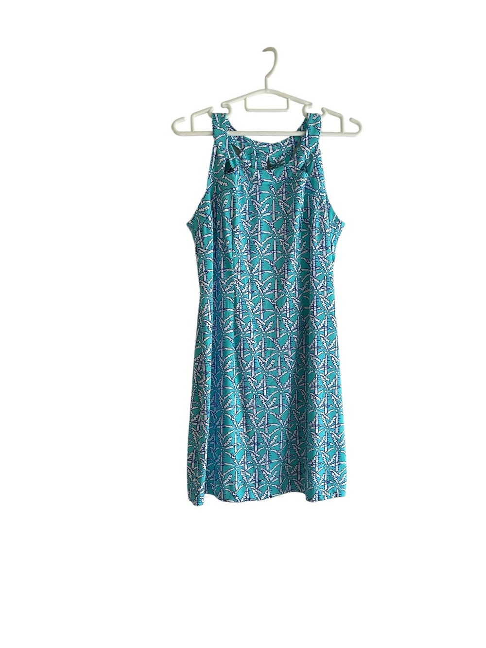 Lulu-B Teal & White Printed Sleeveless Mini Dress